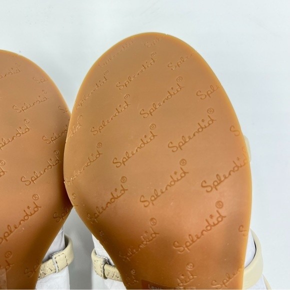 Splendid Womens Size 8.5 Eggshell White Cream Leather Block Heel Sandals Shoes - Picture 11 of 14